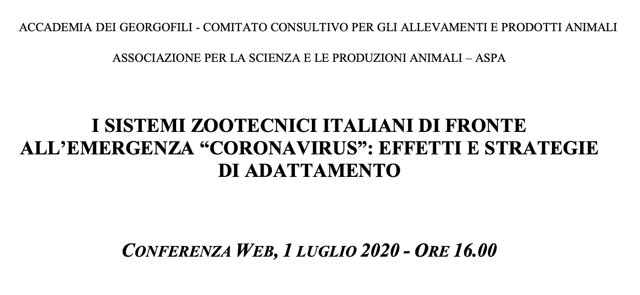 I sistemi zootecnici italiani di fronte all'emergenza "coronavirus": effetti e strategie di adattamento